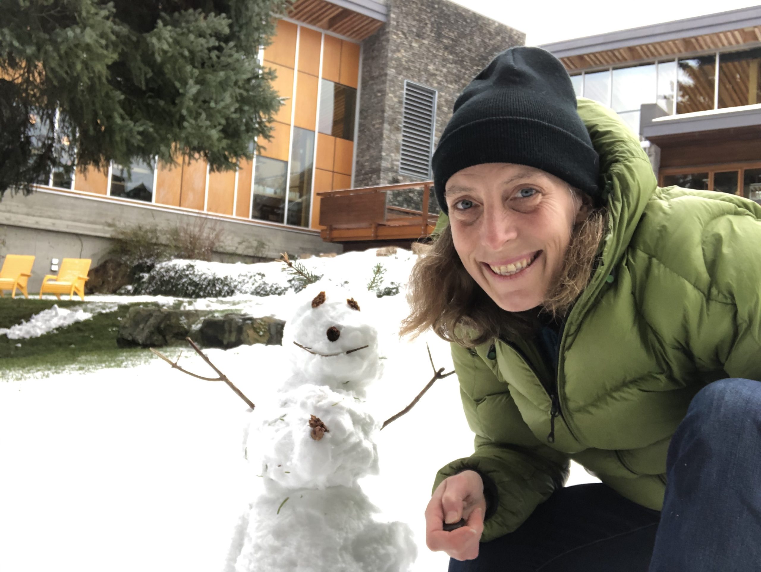 Julie with a small snowman